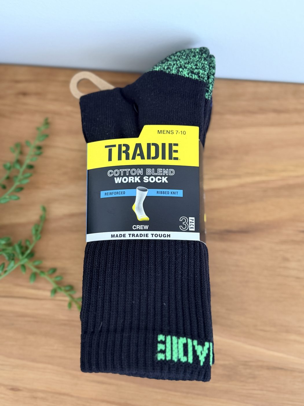 Tradie cotton blend work socks, 3-pack